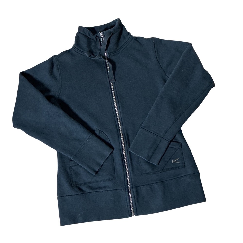 Keen Womens Full Zip Sweatshirt Jacket Black Cotton Mock Neck Fleece Large